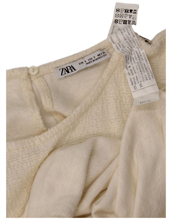Zara Robe fourreau pour femme UK 8 Petit coton blanc
