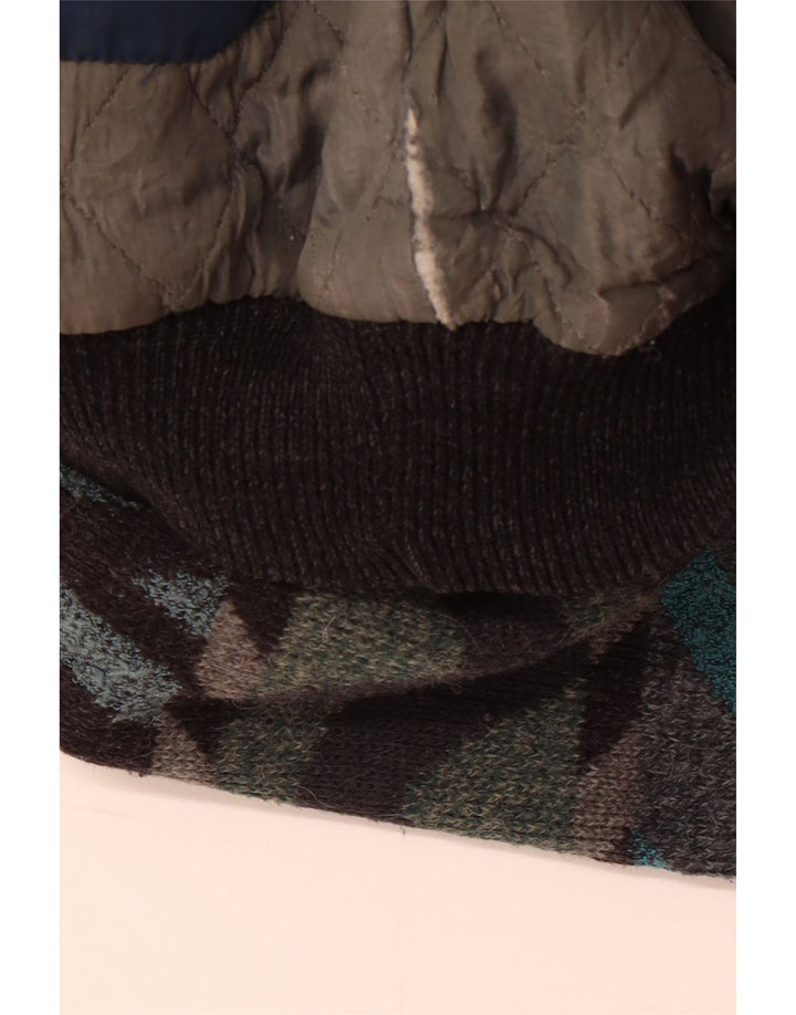 vintage Mens Bomber Jacket UK 42 XL Laine d’alpaga géométrique multicolore