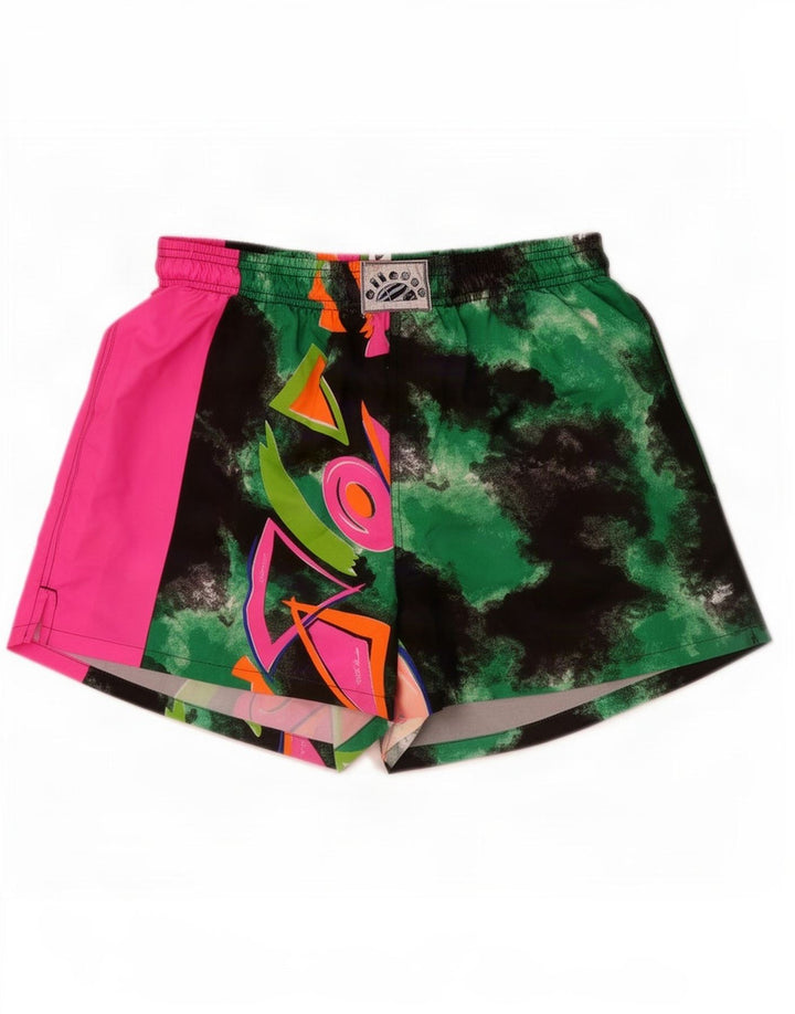 Ellesse Short de sport graphique pour homme en polyester color block vert moyen