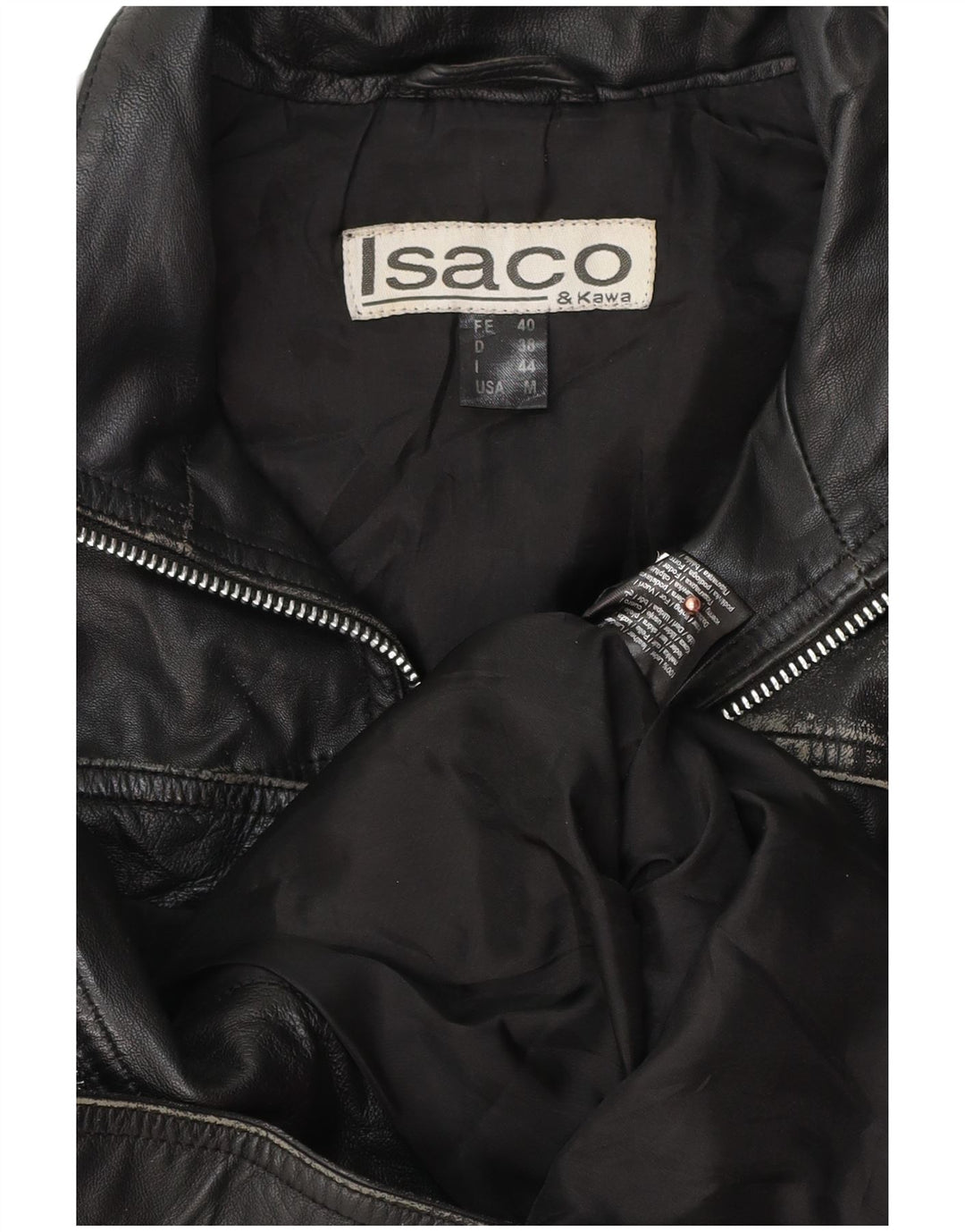 Isaco & Kawa Veste de motard en cuir pour femme IT 44 Cuir noir moyen