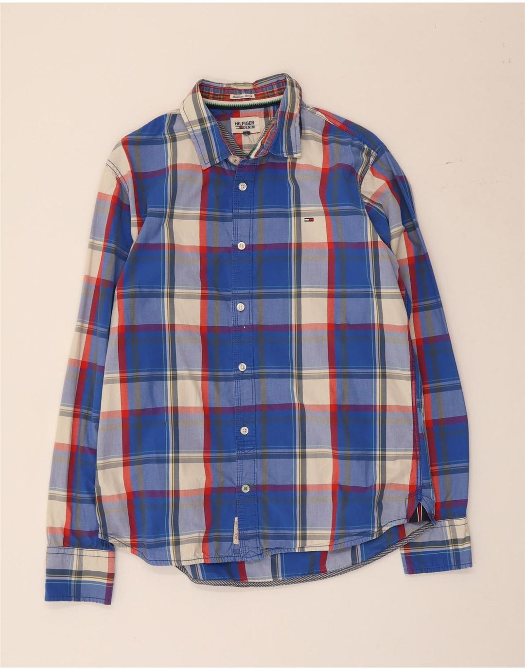 Tommy Hilfiger Chemise Homme Grand Carreau Bleu Coton
