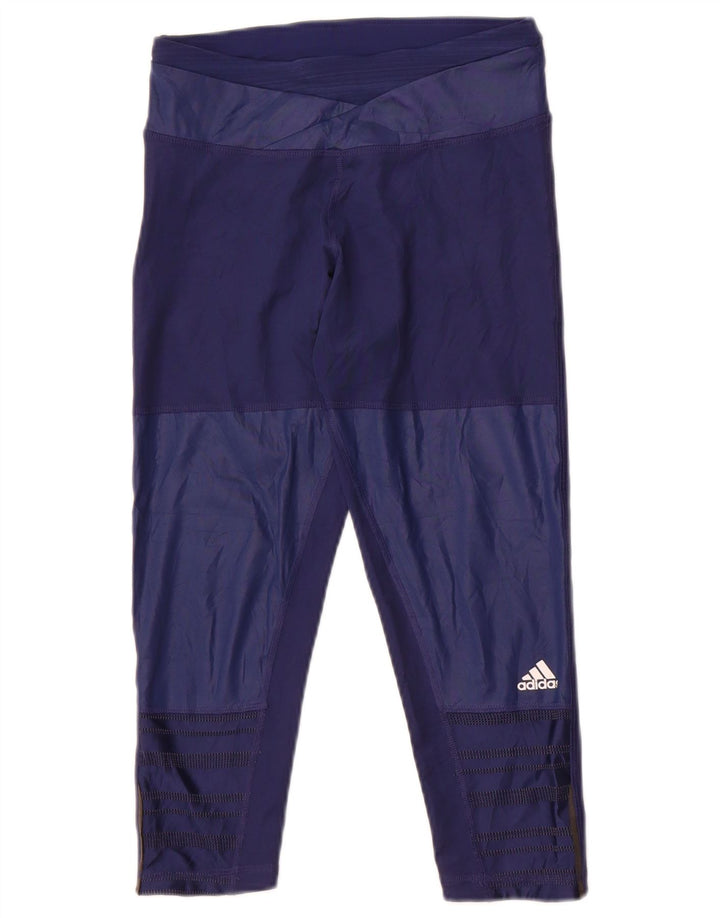 Adidas Femmes Climacool Capri Leggings UK 4 XS Bleu Marine Polyester