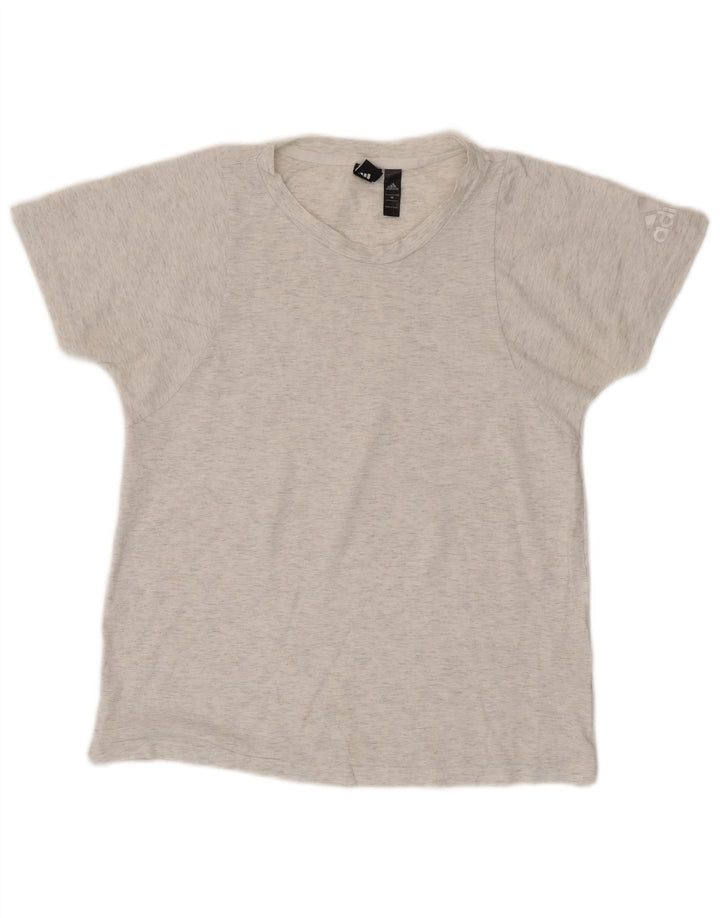 Adidas T-Shirt Femme Top UK 12 Gris Moyen Coton