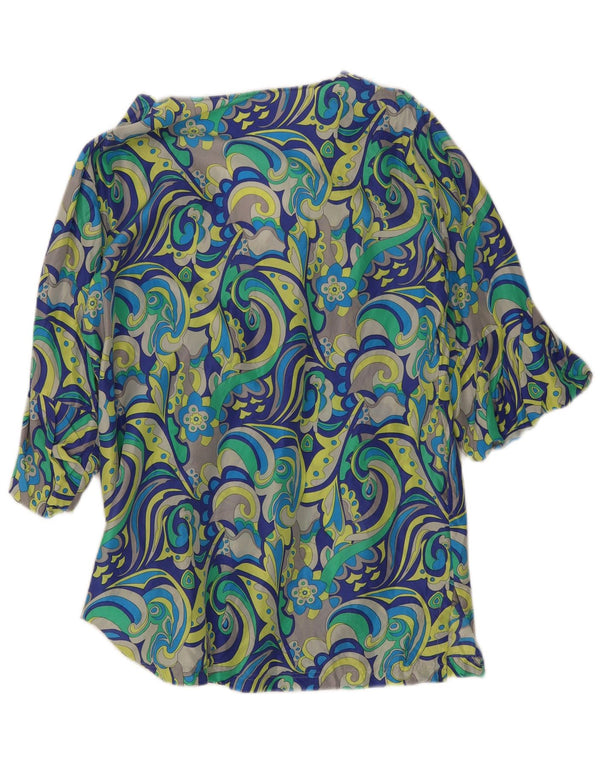 vintage Femme 3/4 Manches Tunique Robe UK 16 Grand Paisley Multicolore