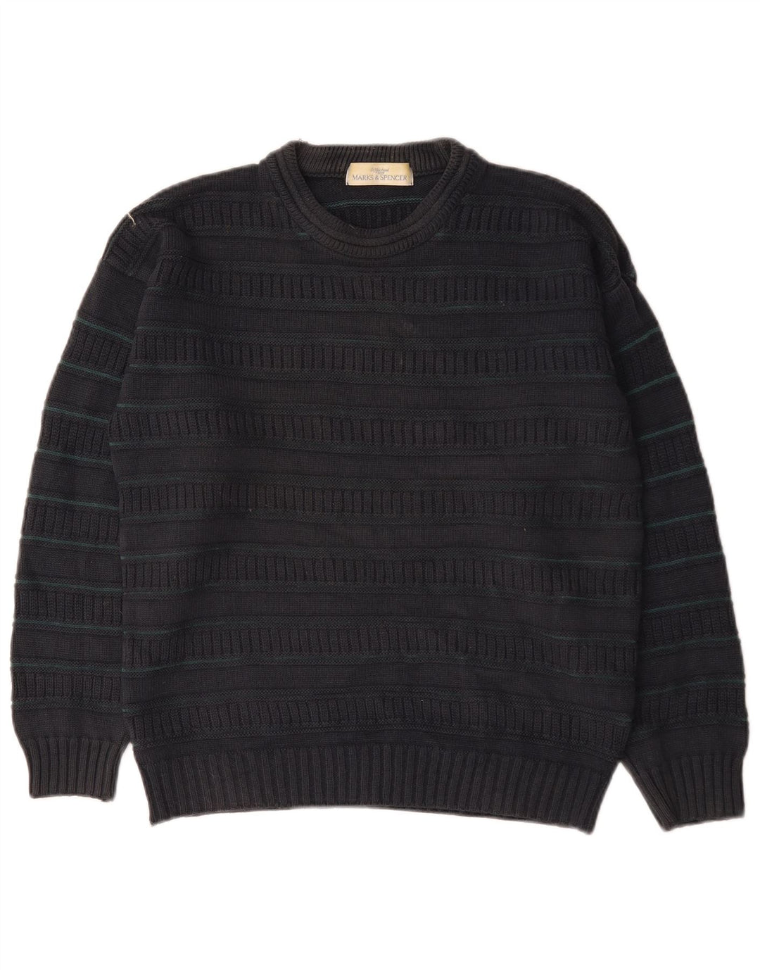 Marks & Spencer Pull à col rond pour homme en acrylique rayé noir moyen