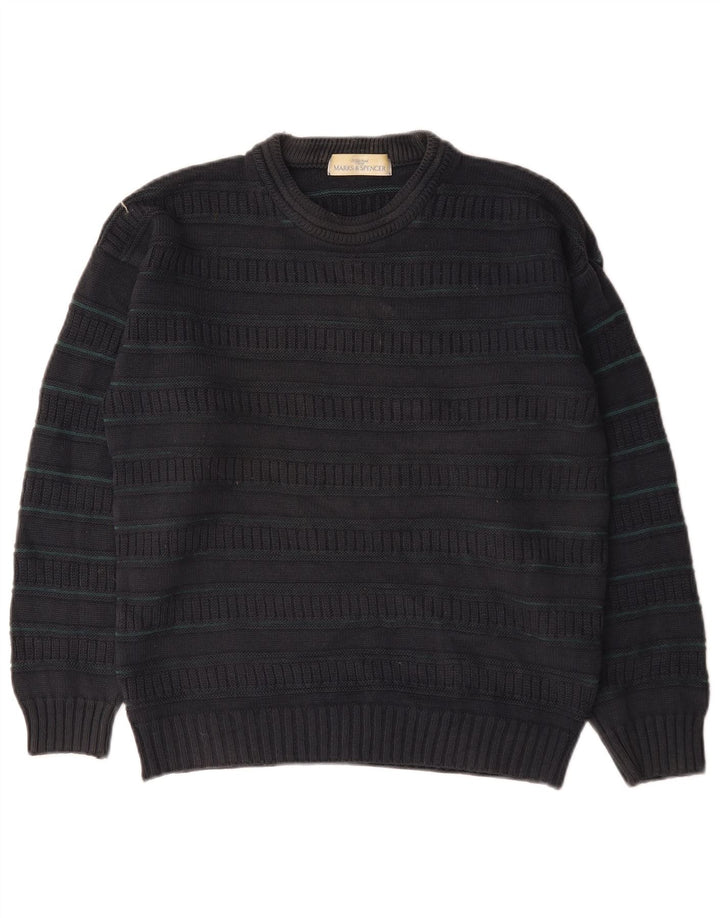 Marks & Spencer Pull à col rond pour homme en acrylique rayé noir moyen