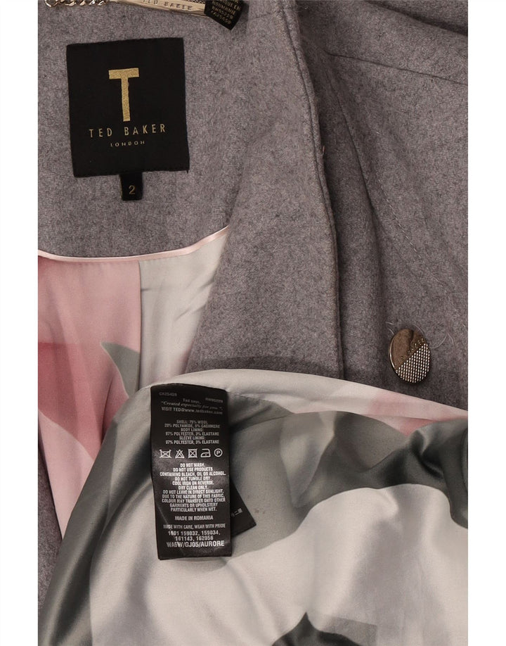 Ted Baker Manteau pour femme Taille 2 Petite laine grise