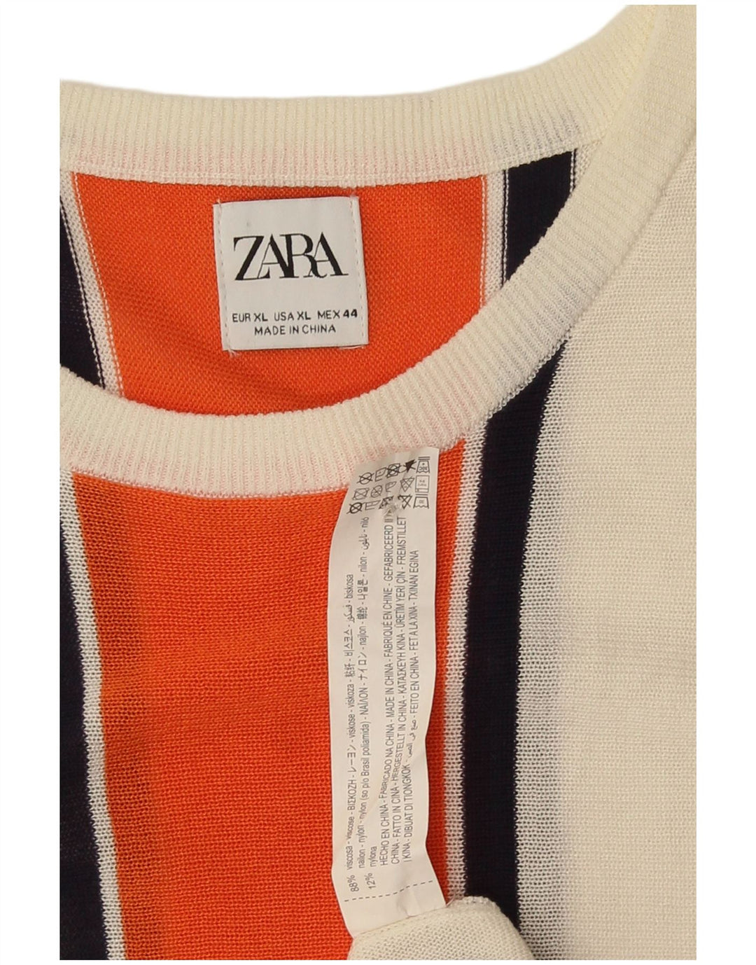 Zara Femme Robe Basique UK 18 XL Viscose Rayée Blanche