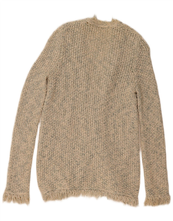 Zara Womens Open Cardigan Sweater UK 14 Beige Moyen Moucheté