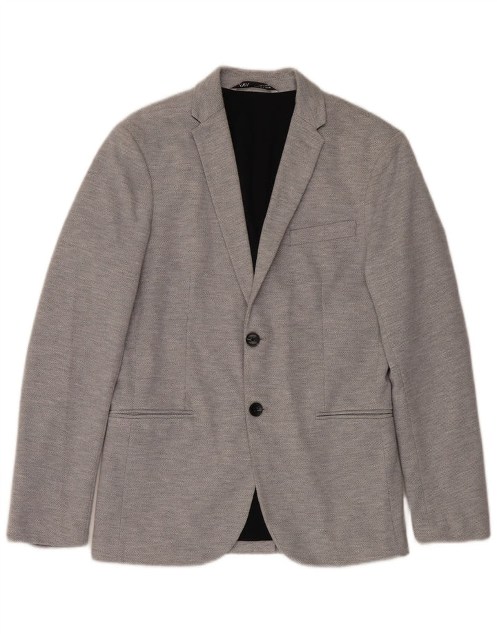 Zara Veste Blazer 2 Boutons Homme UK 36 Petit Gris Polyester