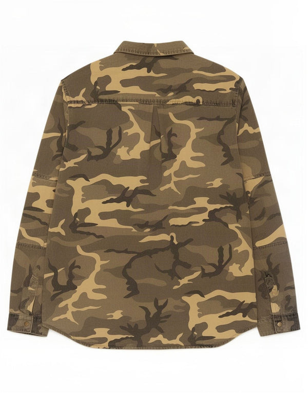 Zara Chemise militaire pour femme UK 16 Large Kaki Camouflage Coton