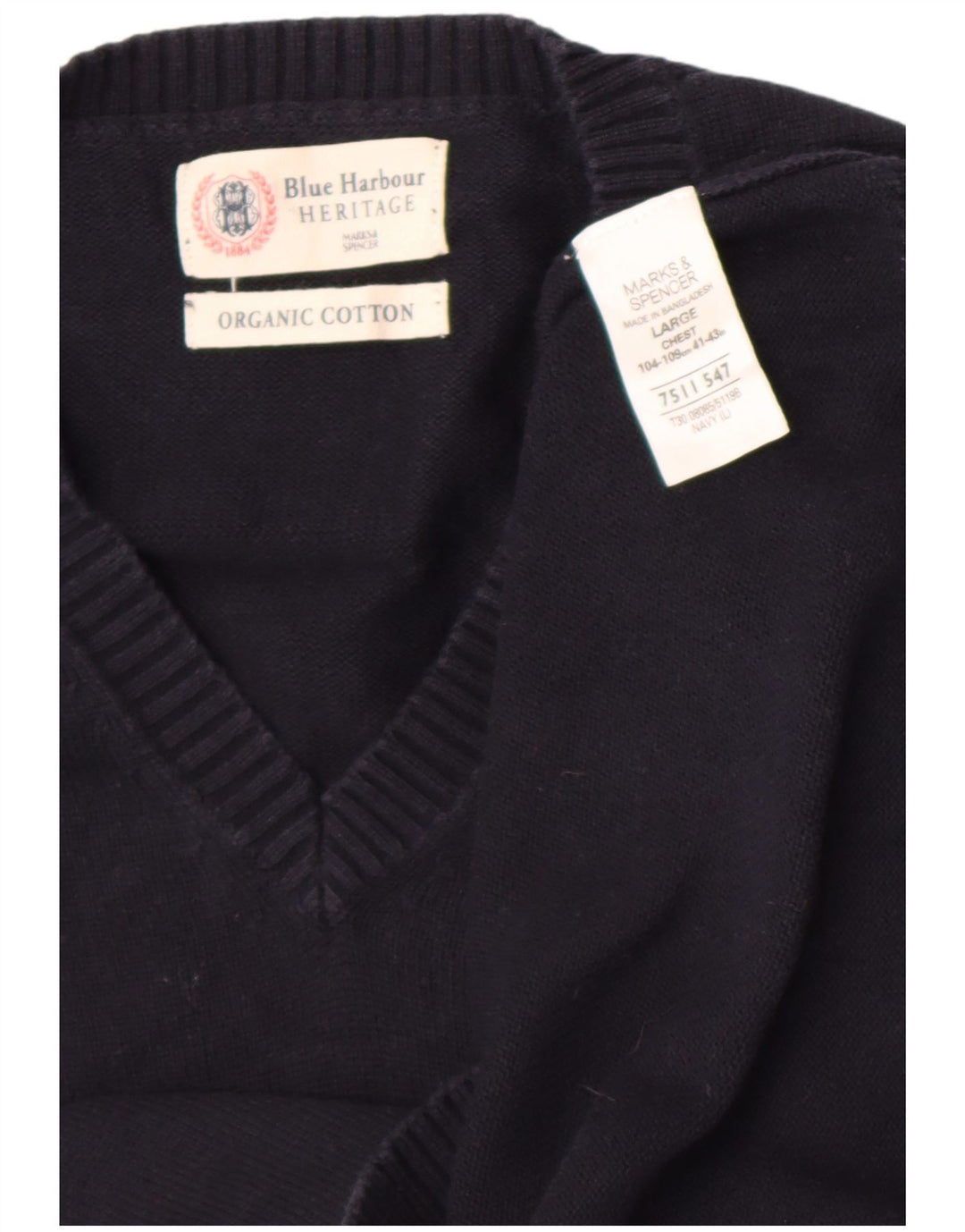Marks & Spencer Débardeur Blue Harbor Vest pour hommes, grand coton bleu marine