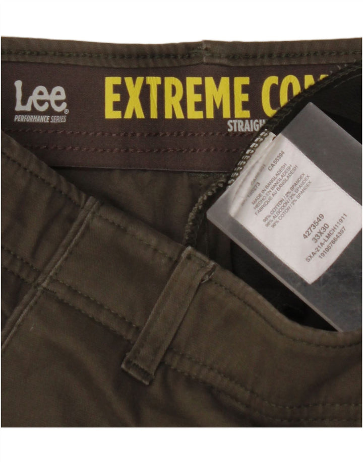 LEE Pantalon Chino Droit Homme Confort Extrême W33 L30 Kaki Coton