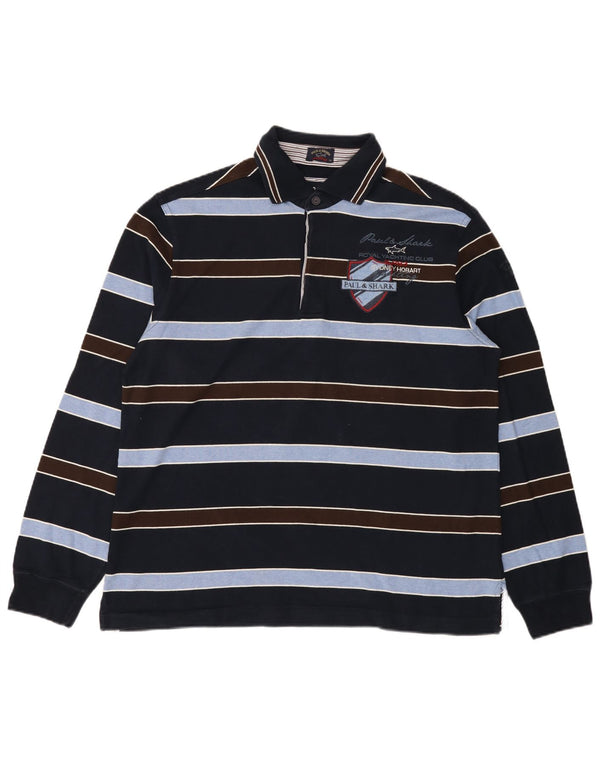 Paul & Shark Polo graphique à manches longues pour homme 2XL Bleu marine rayé