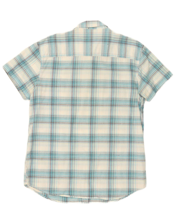 Wrangler Chemise en flanelle à manches courtes pour homme XL Bleu à carreaux en coton