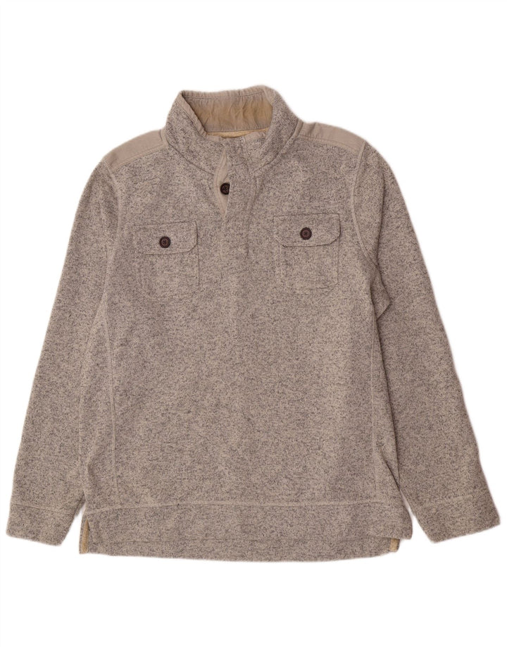 Fat Face Sweat-shirt col boutonné pour homme XL Gris chiné Polyester
