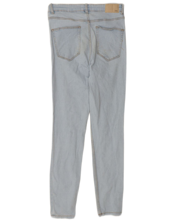 Zara Jean skinny taille haute pour femme EU 42 Large W32 L28 Bleu Coton