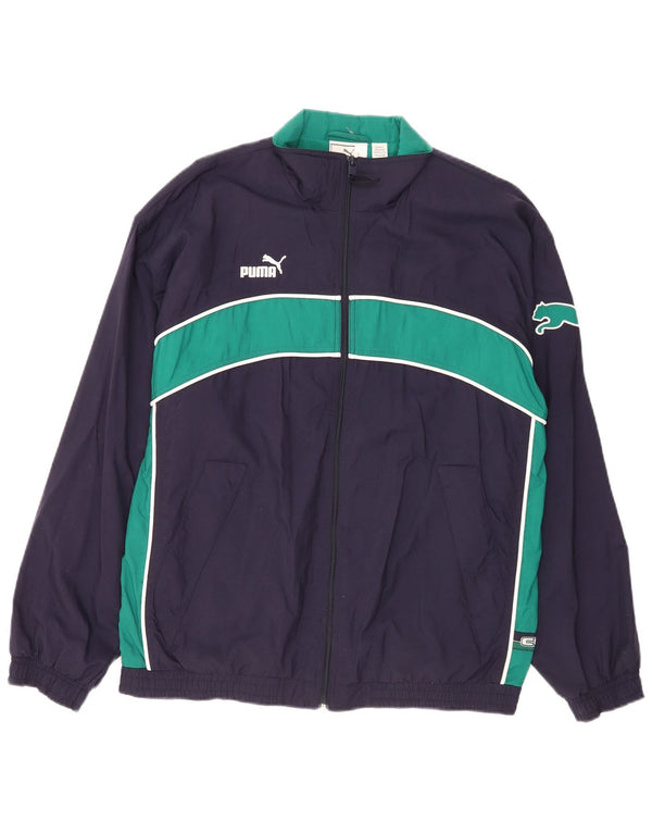 Puma Veste de Survêtement Homme Bleu Marine Moyen Colorblock Nylon Sports