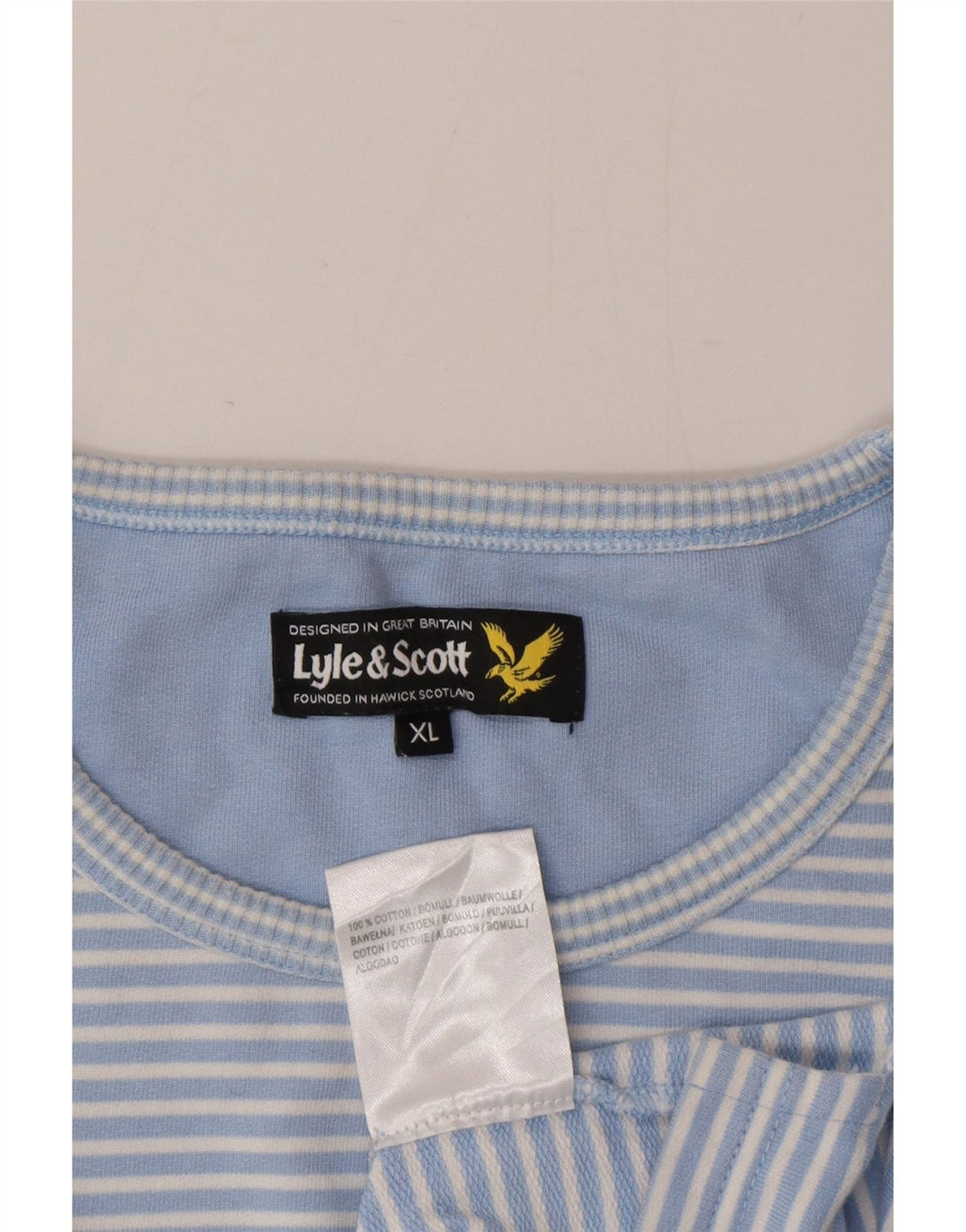 Lyle & Scott Haut à manches longues pour hommes XL Bleu à fines rayures