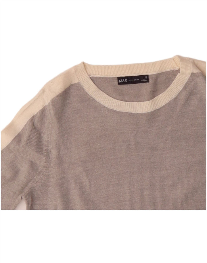MARKS & SPENCER Pull col bateau pour femme UK 12 Gris moyen