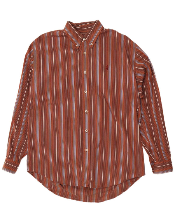 Marlboro Classics Chemise Homme Large Coton Rayé Marron