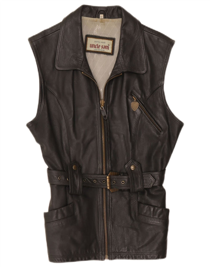 Oncle Sam Gilet en cuir pour homme Grand cuir noir