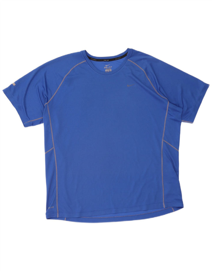 Nike Hommes Dri Fit T-Shirt Haut 2XL Bleu Polyester
