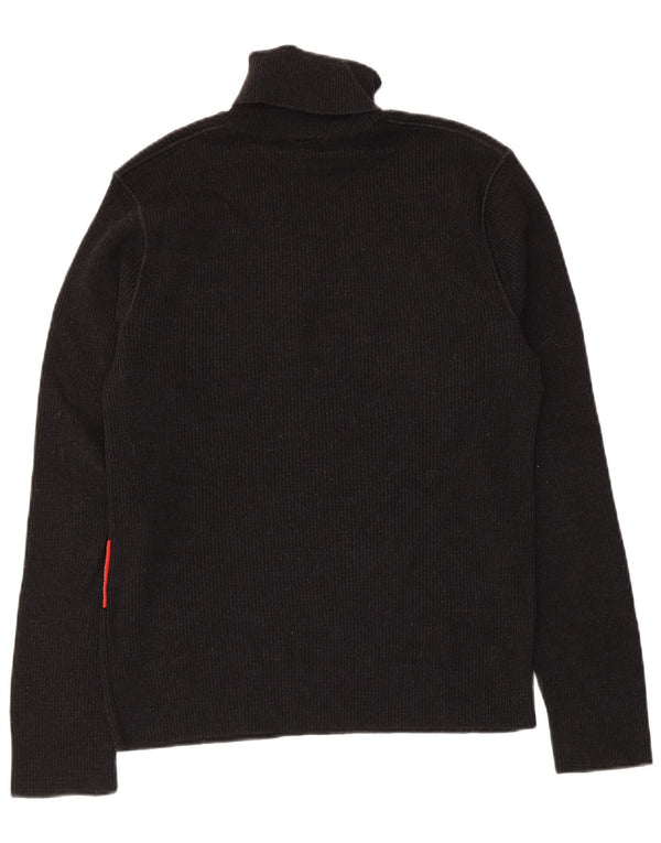 Bikkembergs Pull graphique à col roulé pour homme XS en laine vierge noire