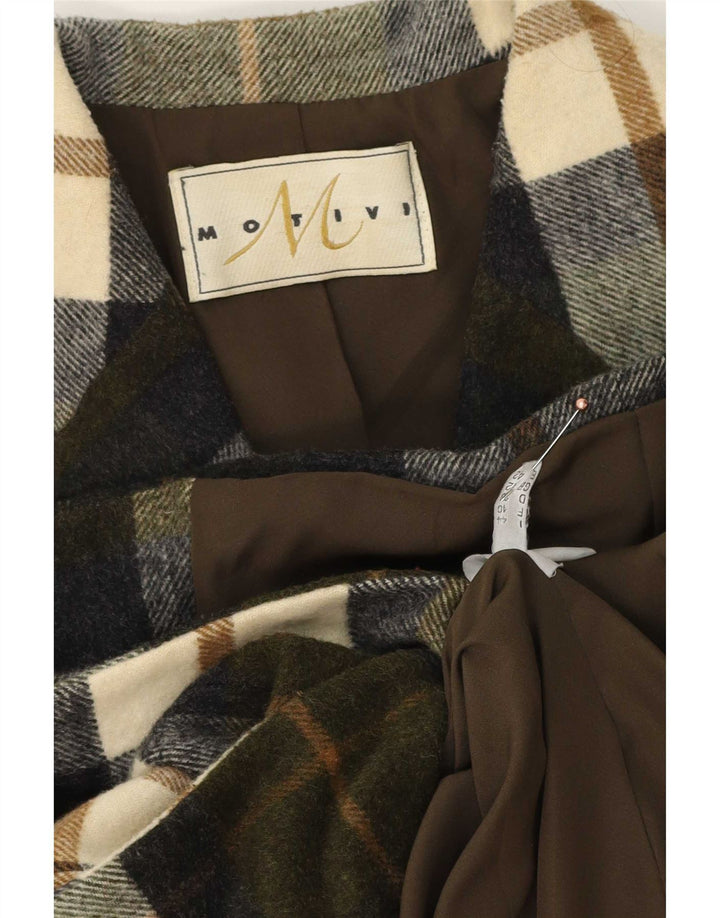 MOTIVI Veste blazer à 2 boutons pour femme UK 12 à carreaux kaki moyen