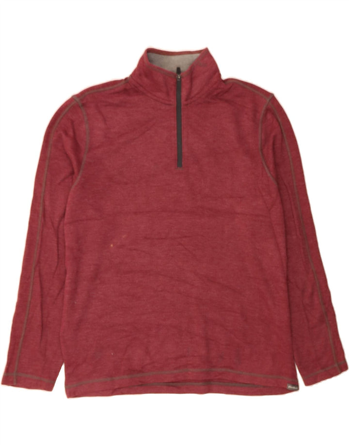 EDDIE BAUER Mens Zip Neck Sweatshirt Jumper Large Red Cotton Vintage Eddie Bauer and Second-Hand Eddie Bauer from Messina Hembry 