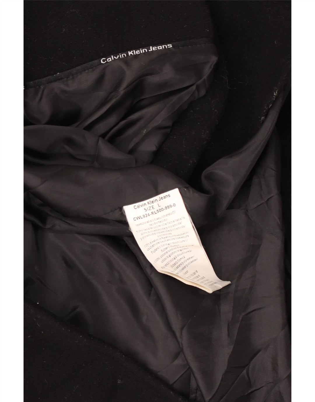 Calvin Klein Jeans Manteau Femme UK 14 Large Laine Noire