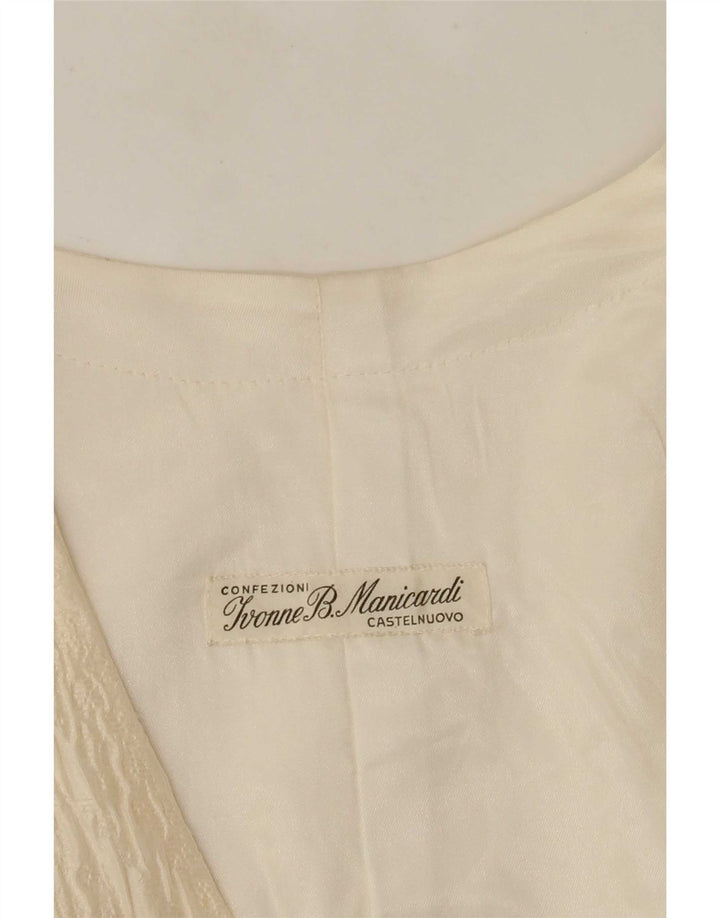 vintage Femme Double Breasted Blazer Veste UK 14 Moyen Off White