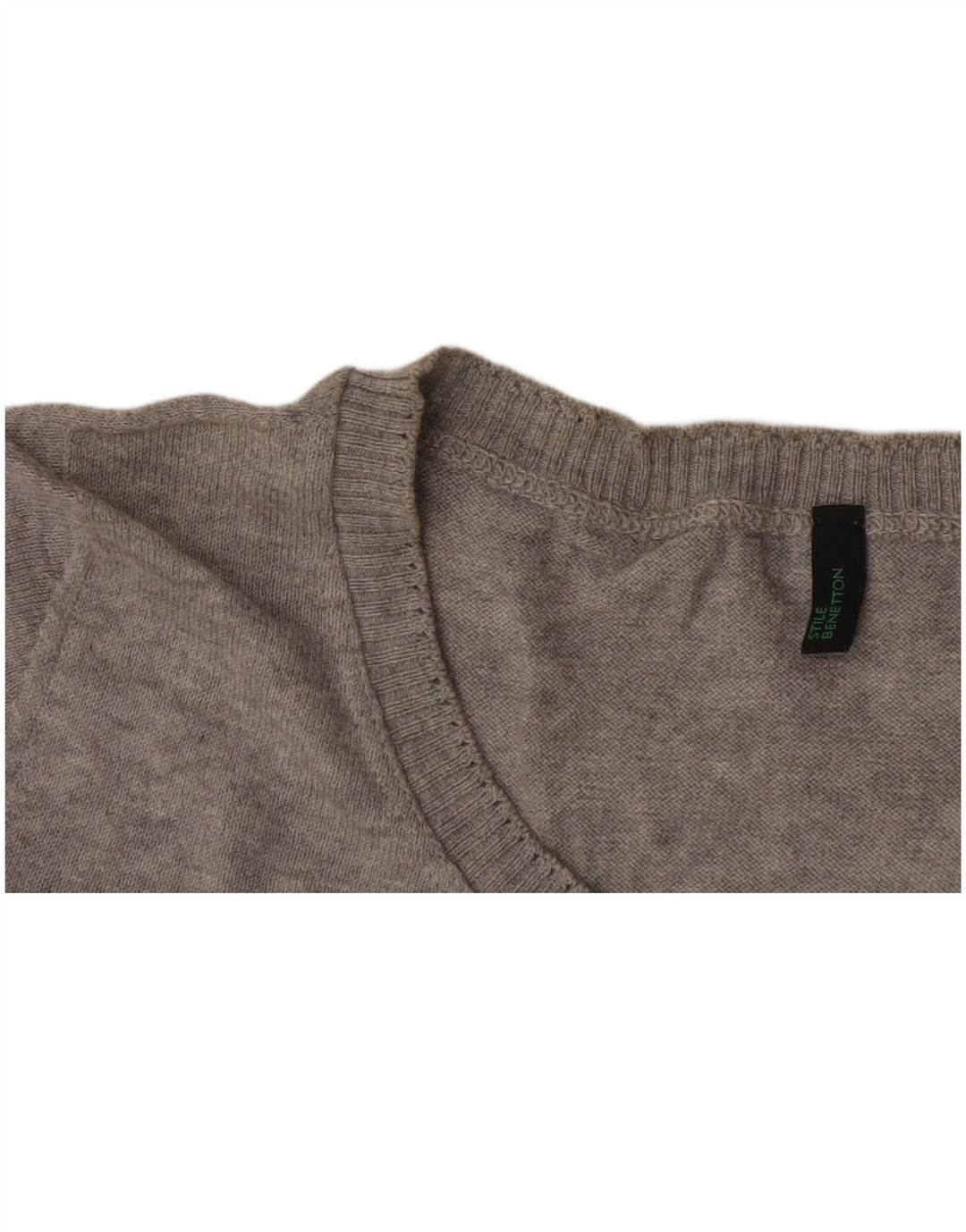 BENETTON Pull cardigan à manches courtes pour femme UK 12 Gris moyen moucheté
