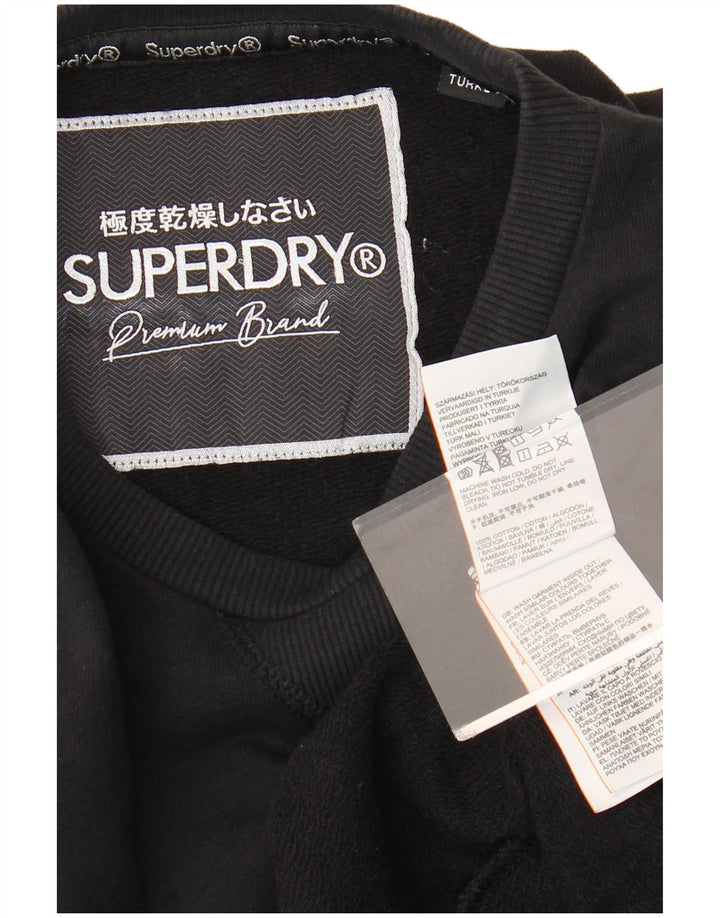 SUPERDRY Robe sweat-shirt graphique pour femme UK 12, coton noir moyen