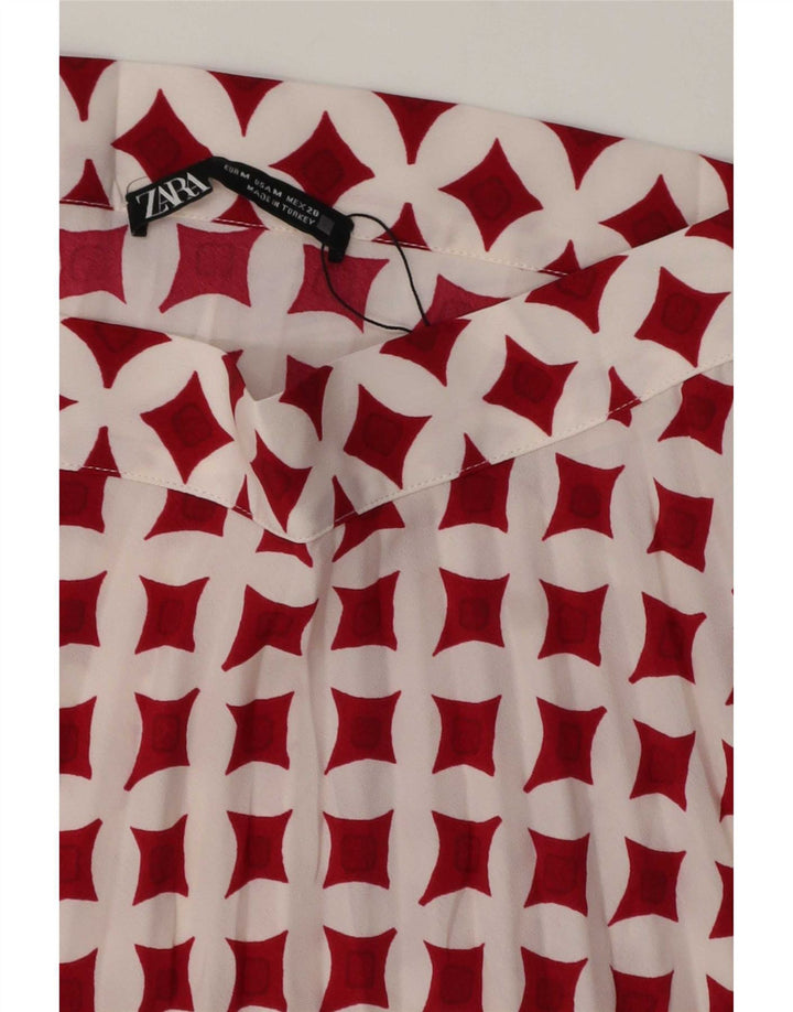Zara Femme Mini Jupe Medium W28 Blanc Géométrique