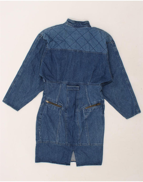 VINTAGE Robe en denim à manches longues pour femmes UK 8 Petit Bleu