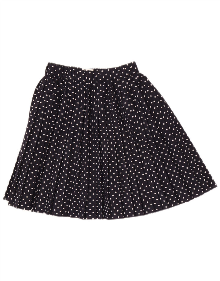 vintage Femme Mini Jupe Plissée IT 42 Moyen W26 Bleu Marine à Pois