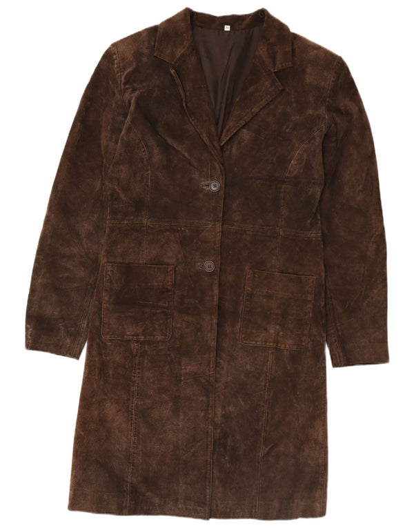 Vintage Womens Suede Overcoat UK 14 Medium Brown