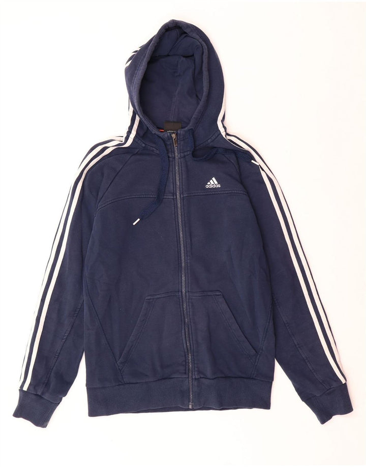 ADIDAS Pull à capuche zippé pour homme Petit coton bleu marine