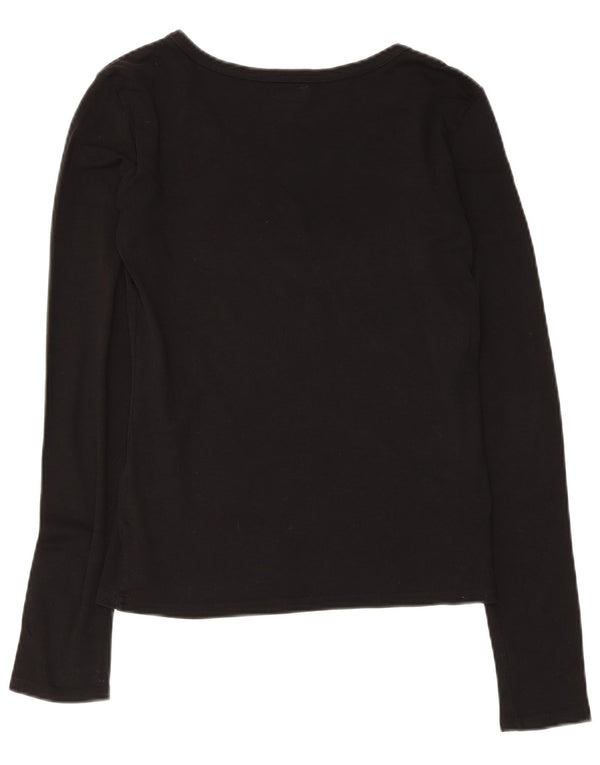 Armani Haut graphique à manches longues pour femme UK 12 Coton noir moyen