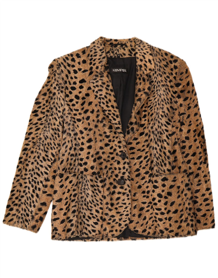 Kemper Veste Blazer 2 Boutons Femme EU 38 Beige Moyen Imprimé Animal