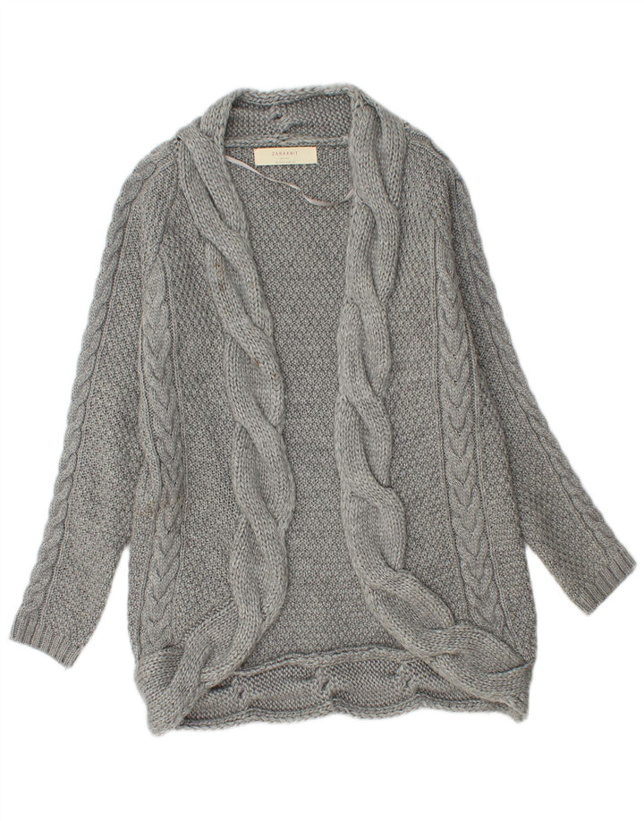 Zara Cardigan ouvert long pour femme UK 14 Gris moyen