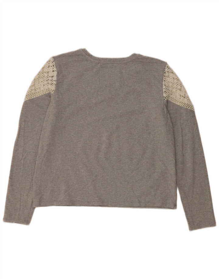 Superdry Haut à manches longues pour femme UK 12 Gris moyen Coton