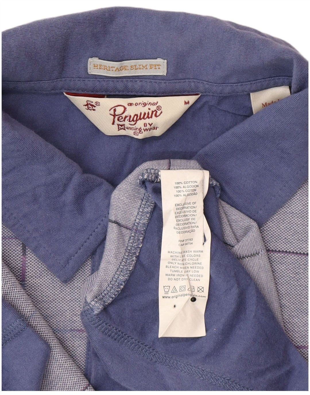 Penguin Polo Heritage Slim Fit Homme Bleu Moyen à Carreaux Coton