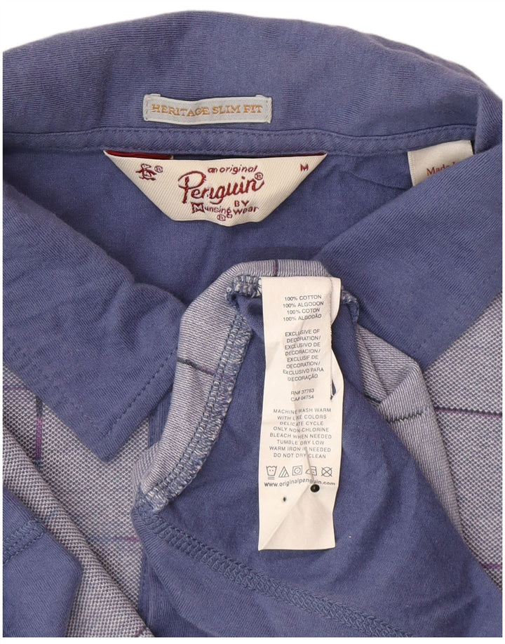 Penguin Polo Heritage Slim Fit Homme Bleu Moyen à Carreaux Coton