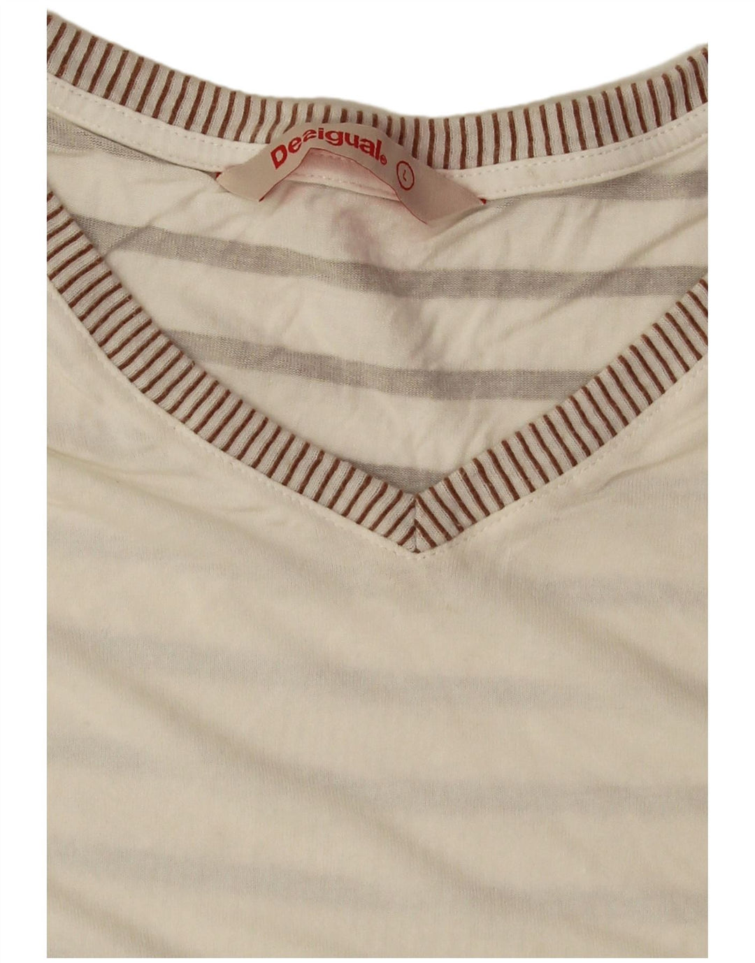 Desigual T-Shirt Femme Top UK 16 Large Blanc Cassé Floral