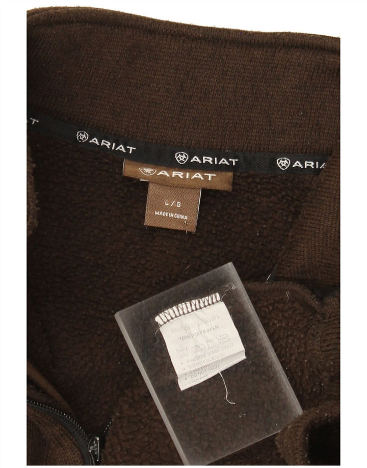 Ariat Sweat-shirt à col zippé pour homme Large Marron Polyester
