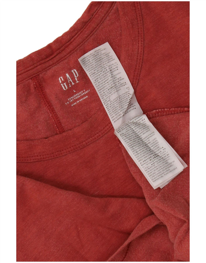 Gap Haut Femme Manches Longues UK 44 Large Rouge Coton