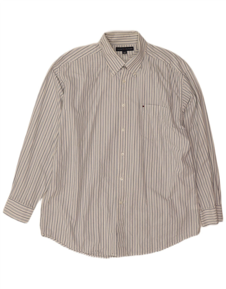 Tommy Hilfiger Chemise Homme XL Coton Rayé Blanc
