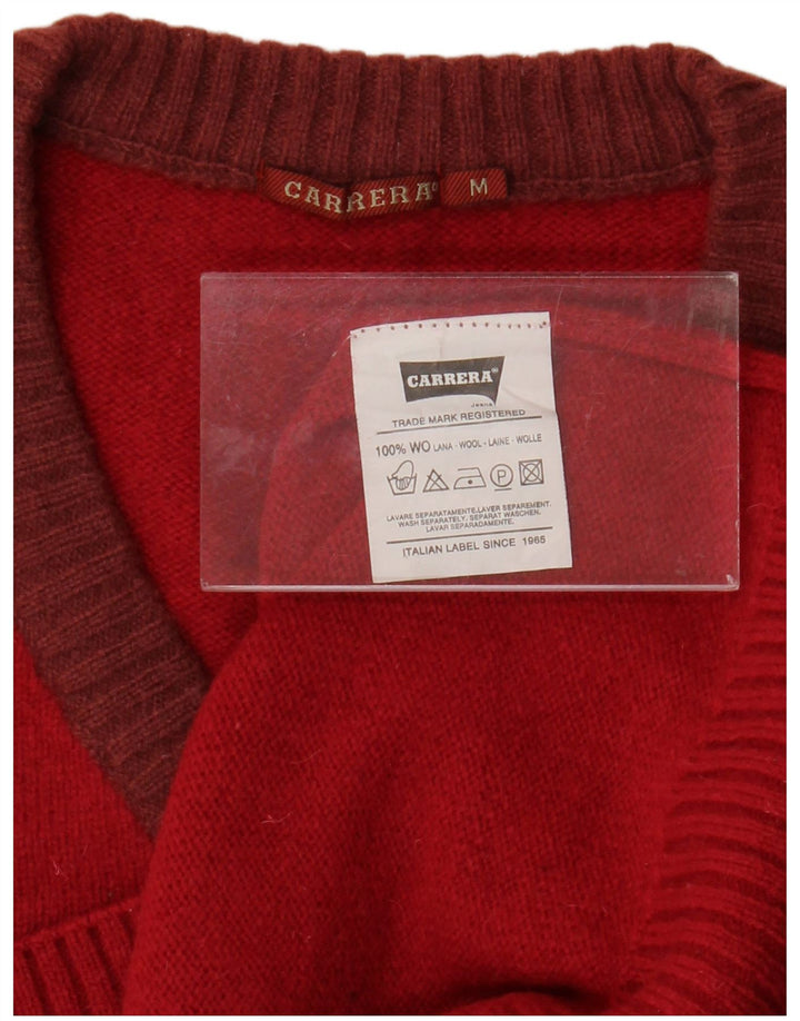 CARRERA Pull col V pour femme UK 44 Laine rouge moyen